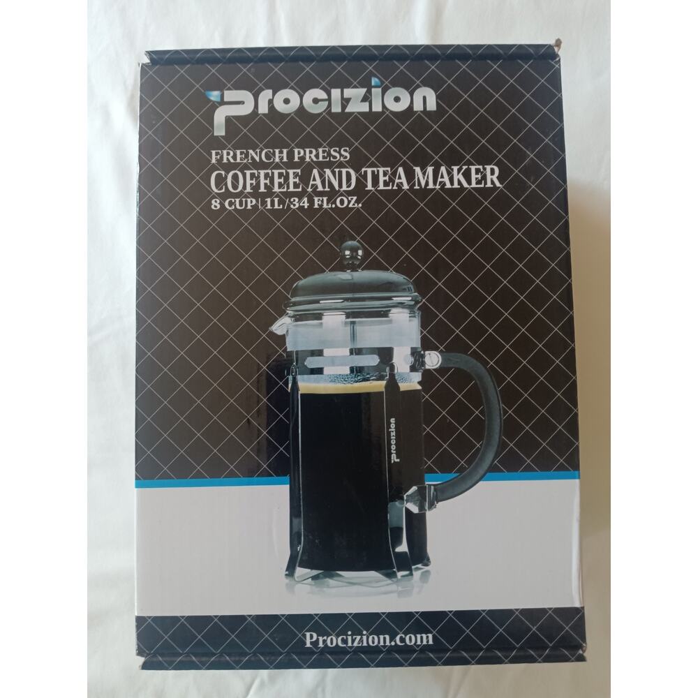 Procizion French Press Coffee & Tea Maker 34 oz / 1L (8 Cup) 1000ml